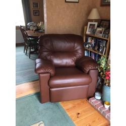 G plan soft brown leather 3 piece suite