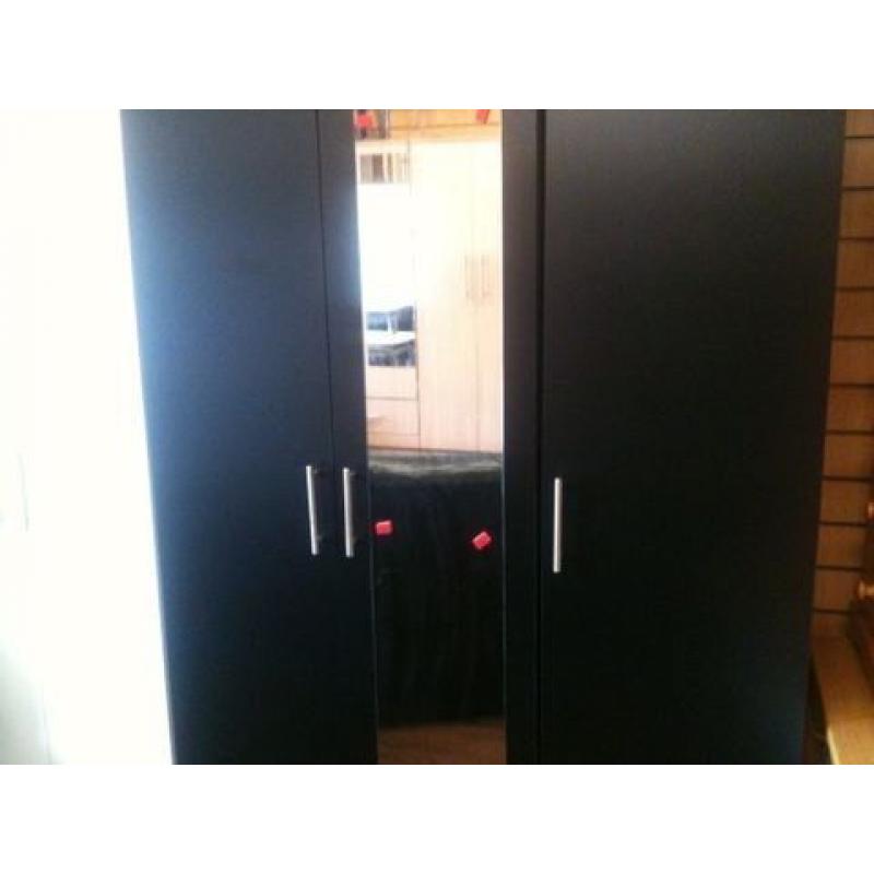 3 door black wardrobe