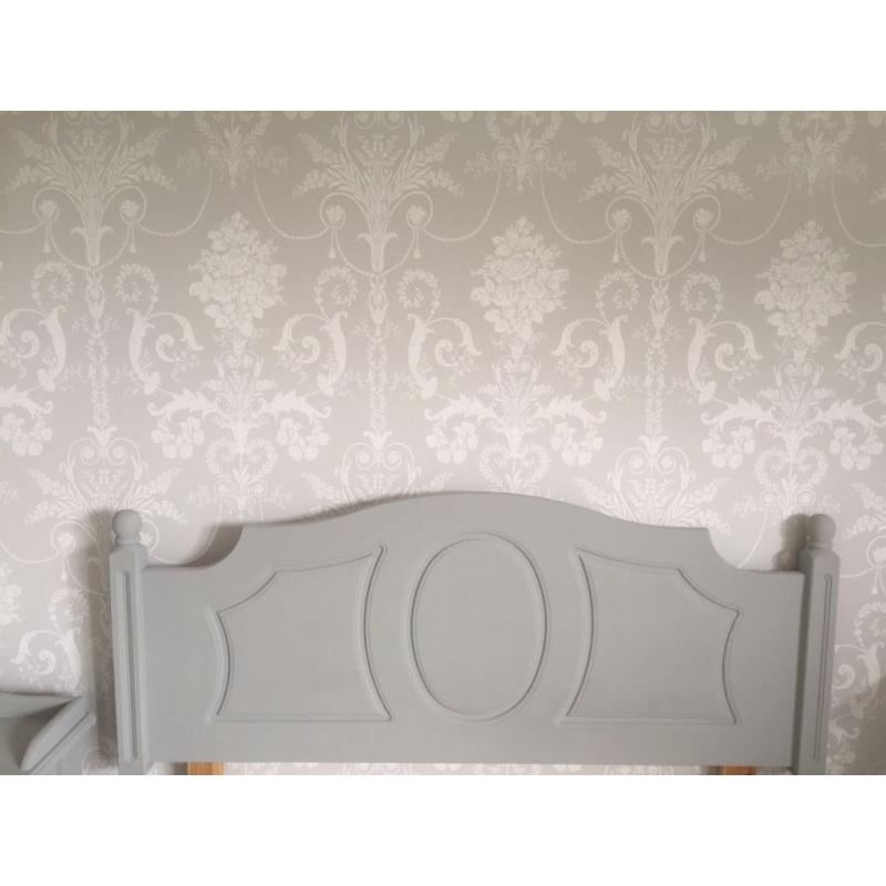 PARIS GREY SOLID PINE DOUBLE HEADBOARD ONLY ANNIE SLOAN DOUBLE BED SIZE