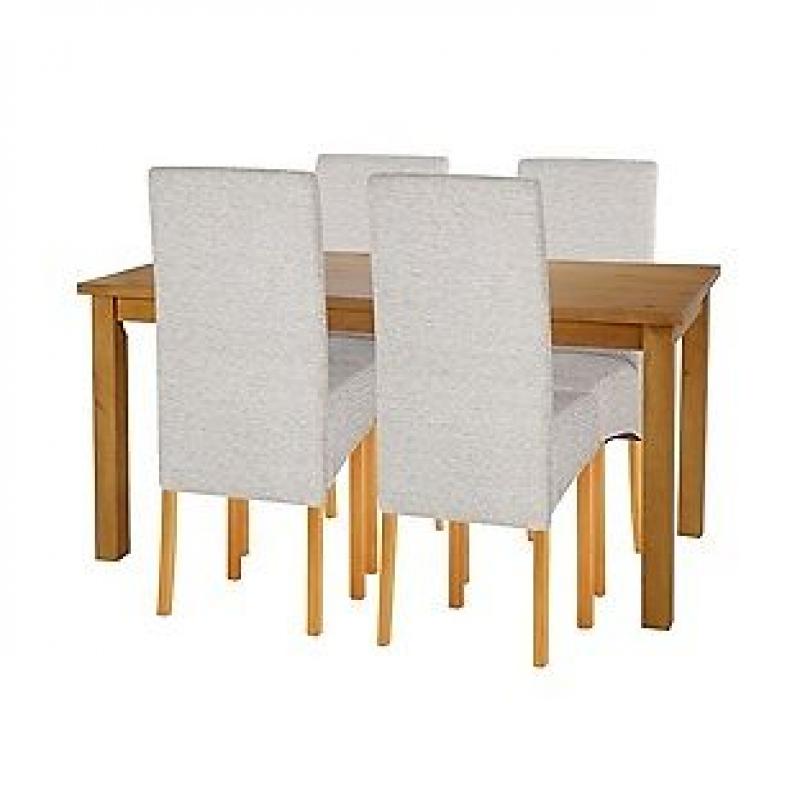 Lincoln Oak Effect 120cm Dining Table and 4 Pale Grey Chairs