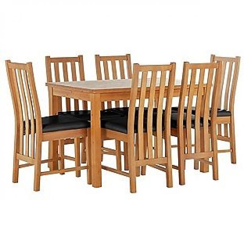 Stanford Oak Effect 150cm Dining Table and 6 Black Chairs