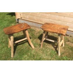 New Pair of Rectangular Solid Timber Garden / Milking Stools - Really Nice