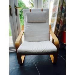 Pair of wooden framed easy chairs (can sell one or the pair)