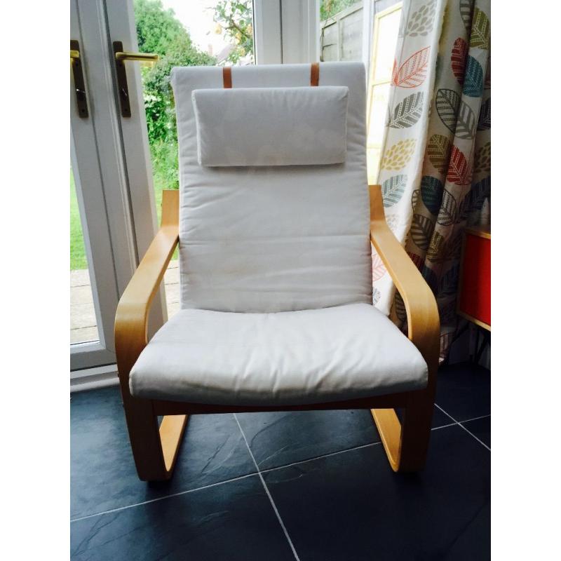 Pair of wooden framed easy chairs (can sell one or the pair)