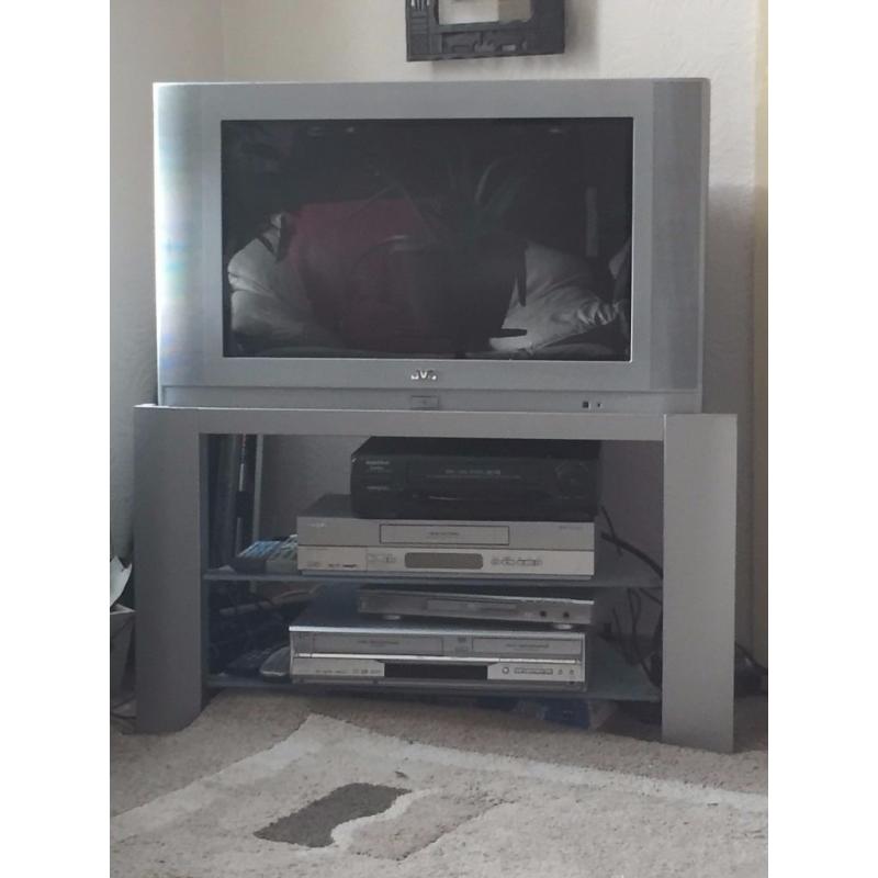 26" inch tv with stand and dvd + VHS Players