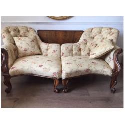 Walnut French Style Antique/Vintage Conversation Sofa-Chairs