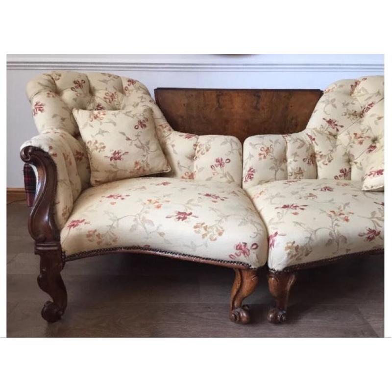 Walnut French Style Antique/Vintage Conversation Sofa-Chairs