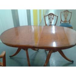 Regency dining table, Yew wood, 160, 210, 250CM, castor,extendable, Round End?sit 12 people