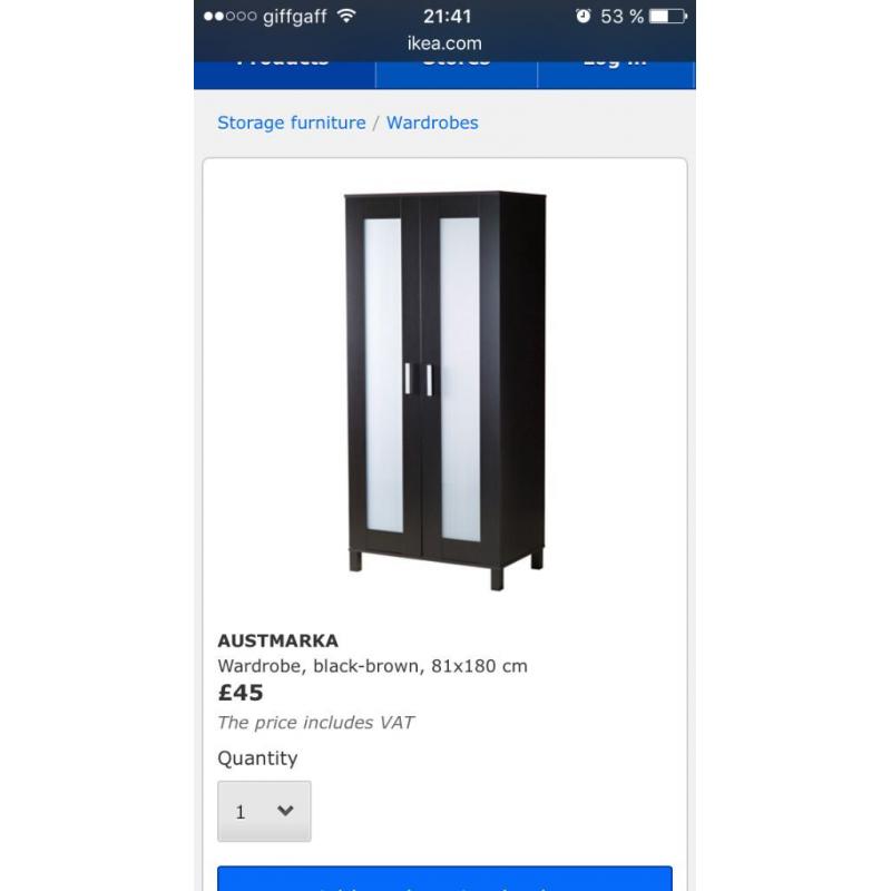 Wardrobe ikea 81x180