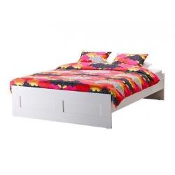 IKEA SUPER KING SIZE BRIMNES WHITE BED FRAME AND MATTRESS