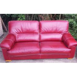 Red Leather 2 Seater Sofa & Matching Armchair ***FREE DELIVERY WITHIN 15 MILES OF DERBY***