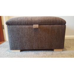 BRAND NEW FABRIC STORAGE FOOTSTOOL / POUFFE available in GREY, BROWN & OATMEAL colours