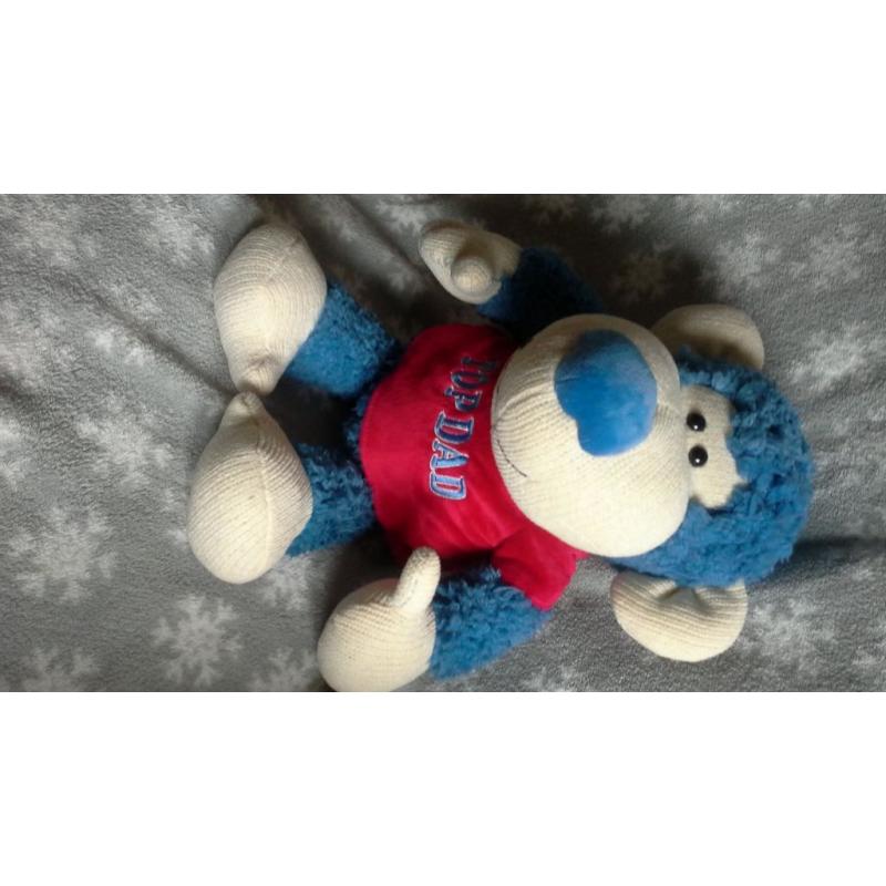 fathers day present. Top Dad blue Bear soft toy