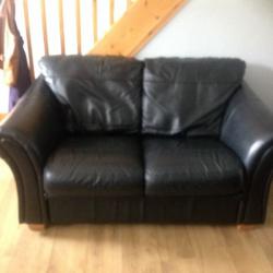 2 x 2 SEATER BLACK LEATHER SOFAS