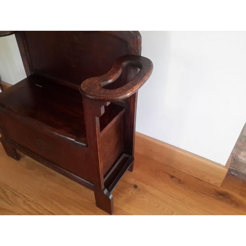 Stunning, restored, antique monks bench, hall seat, dark oak