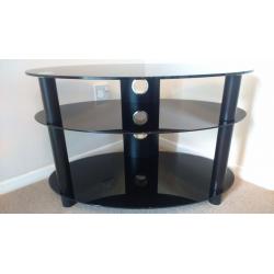 Oval glass tv stand