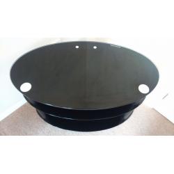 Oval glass tv stand