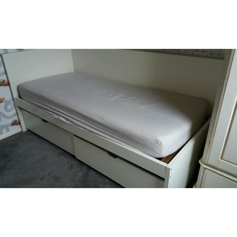 Ikea Flaxa Bed with Mattress and Drawers