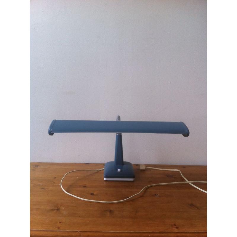 Vintage Mid Century Industrial Metal Blue Desk Lamp