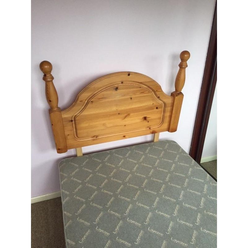 Single bed with pine head board