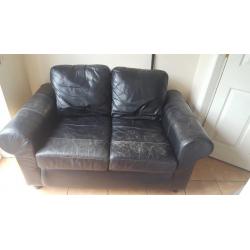 Black leather sofas 3&2