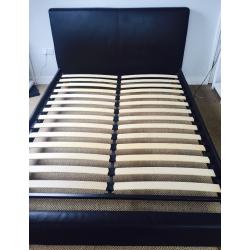 Dark Brown Leather King Size Bed Frame for sale