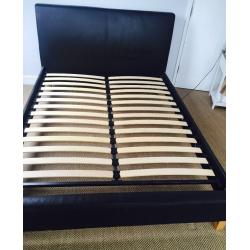 Dark Brown Leather King Size Bed Frame for sale