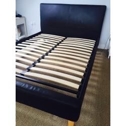 Dark Brown Leather King Size Bed Frame for sale