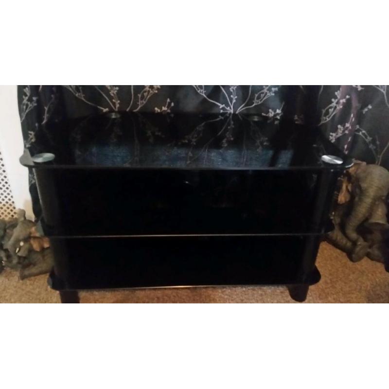 Black 2 tier glass tv stand