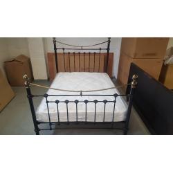 NEW Victoria Double Bed Brass & Metal Satin Black Bed by Julian Bowen **Can Deliver**