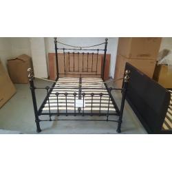 NEW Victoria Double Bed Brass & Metal Satin Black Bed by Julian Bowen **Can Deliver**