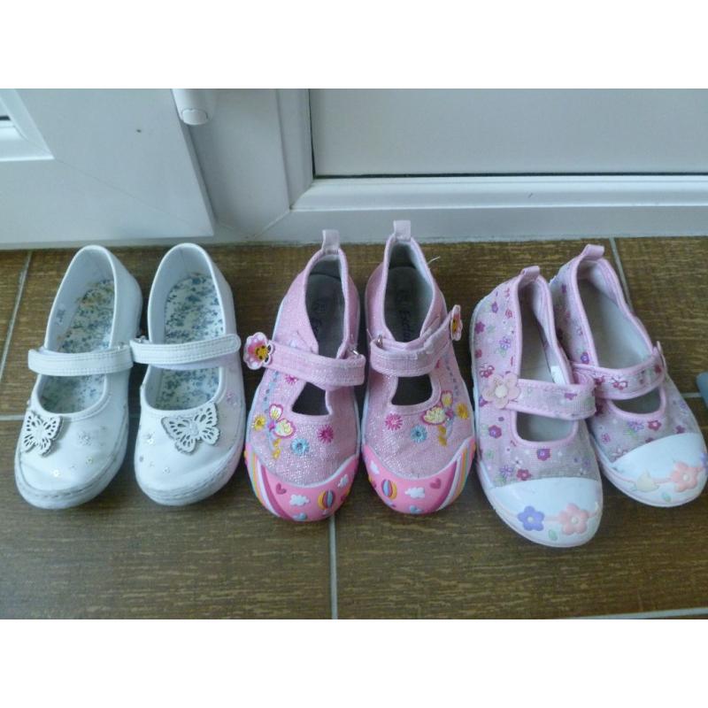 3 pairs girls shoes size 10