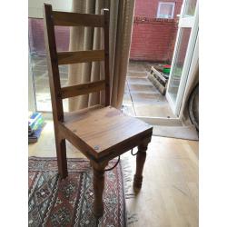 Solid wood chairs with metal details, set of four