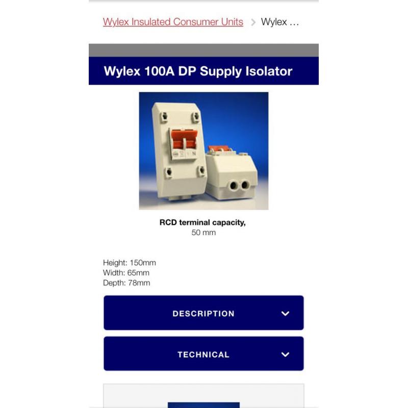 Electrical 100A 2pole isolator (new) multiple available