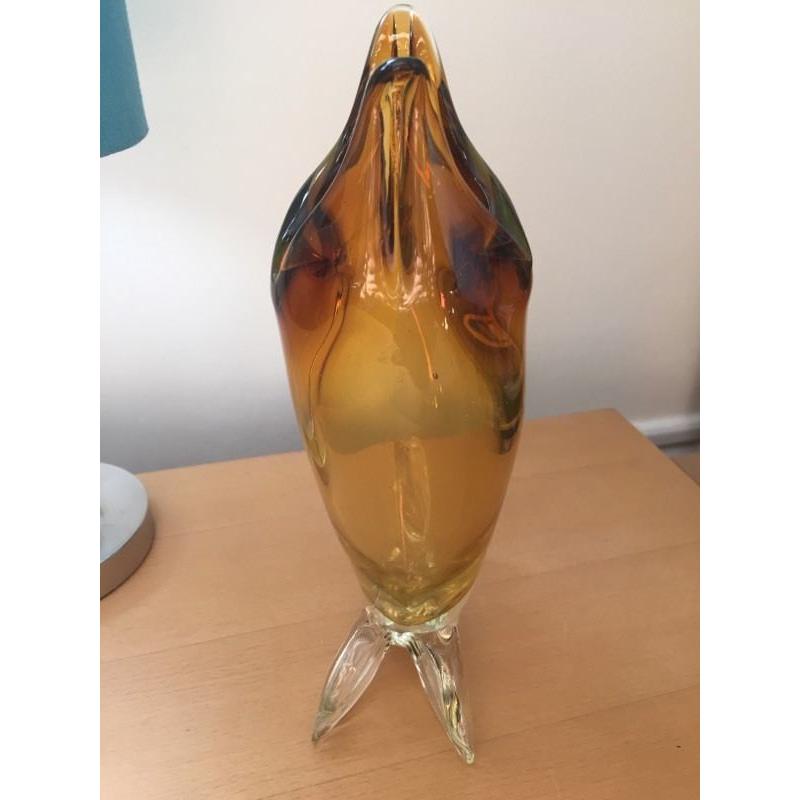 Vintage Murano Fish glass vase