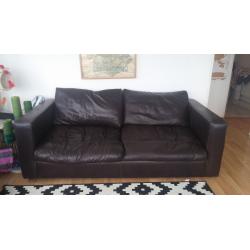 Large dark leather couch, very comfy! Collection only in Clapham junction