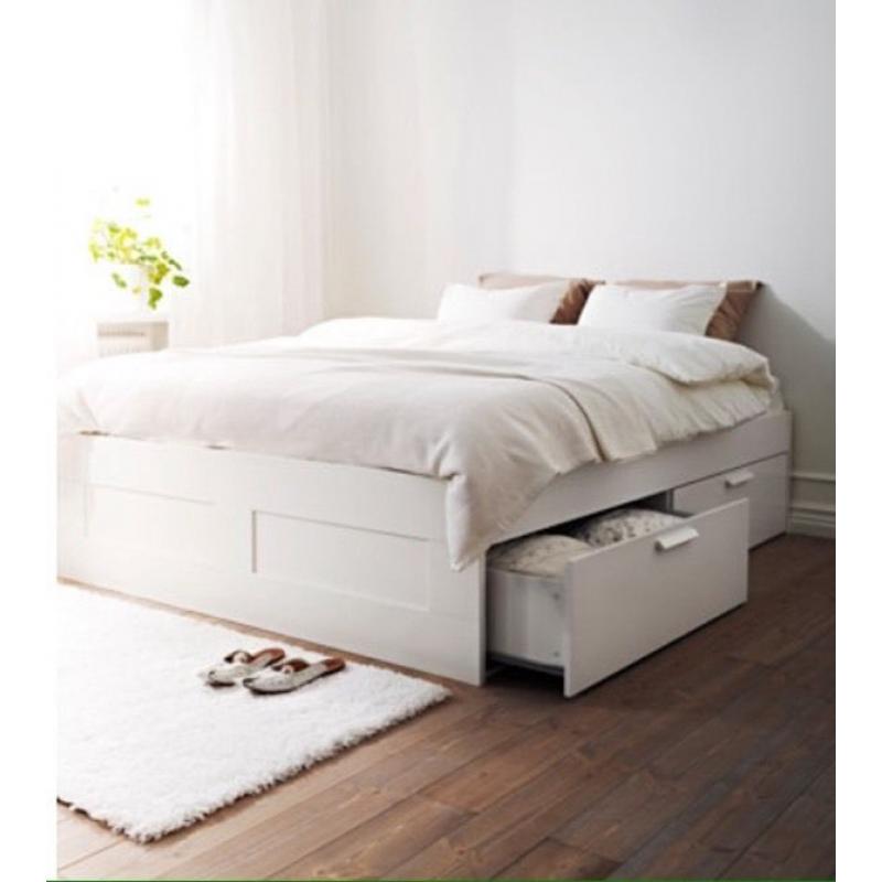 IKEA Brimnes bed frame in white, European King