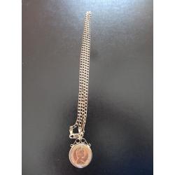 1982 Half Sovereign in gold Pendant mount 22" 9 ct Gold chain