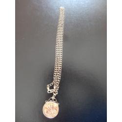 1982 Half Sovereign in gold Pendant mount 22" 9 ct Gold chain