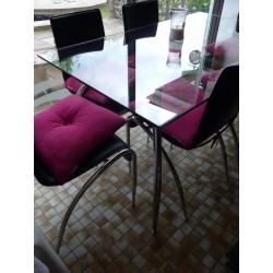 Glass Dinning Room Table set and matching Chairs