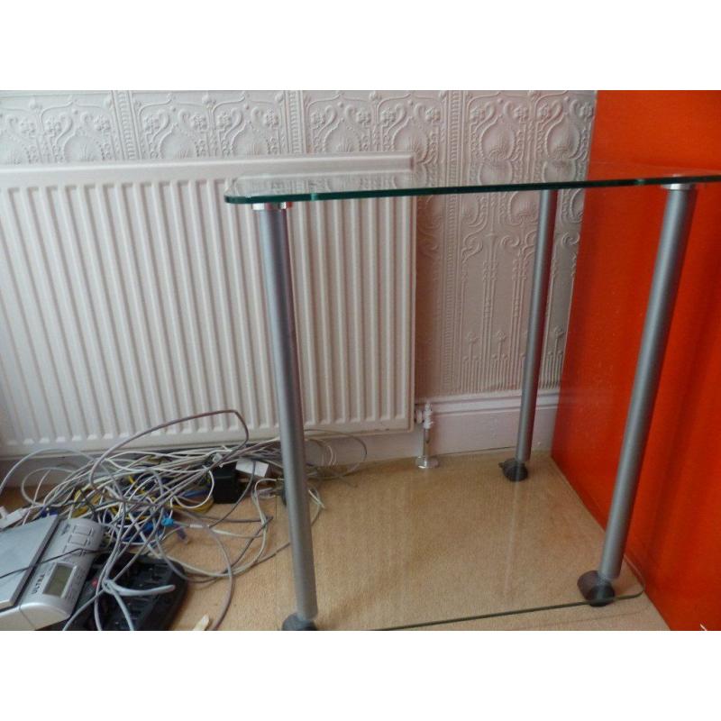 3 Tier Glass Unit - Tv Stand, Home Office Printer Unit - Display Unit - Glass + Silver Chrome Legs