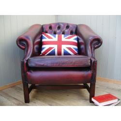 Oxblood leather Chesterfield Tub Chair.