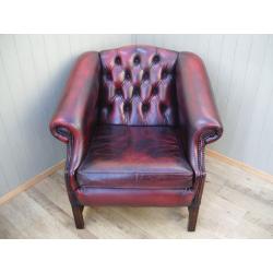 Oxblood leather Chesterfield Tub Chair.