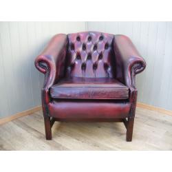 Oxblood leather Chesterfield Tub Chair.