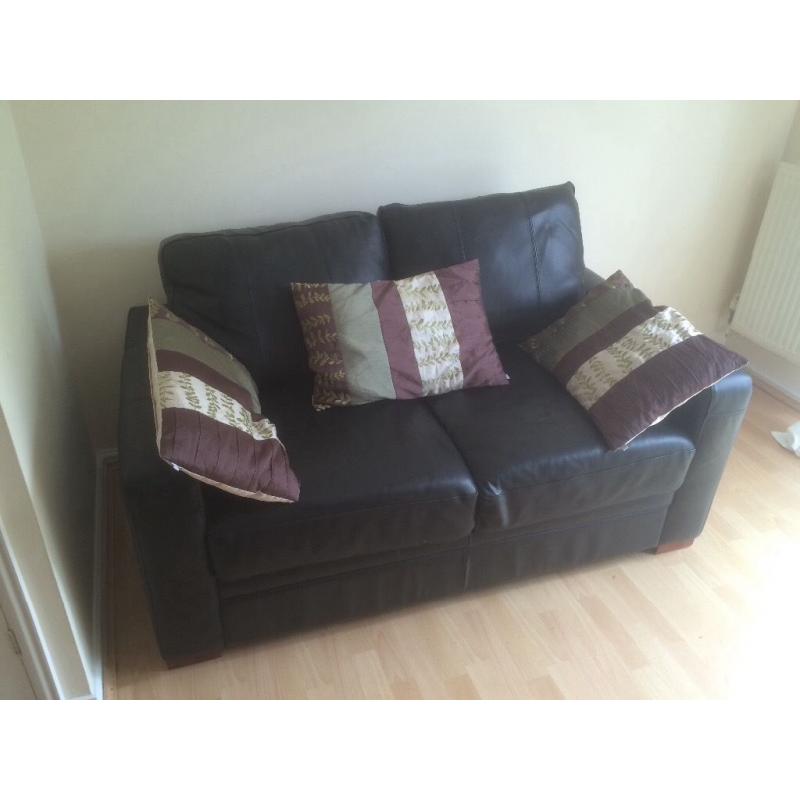 2 seater sofa black leather