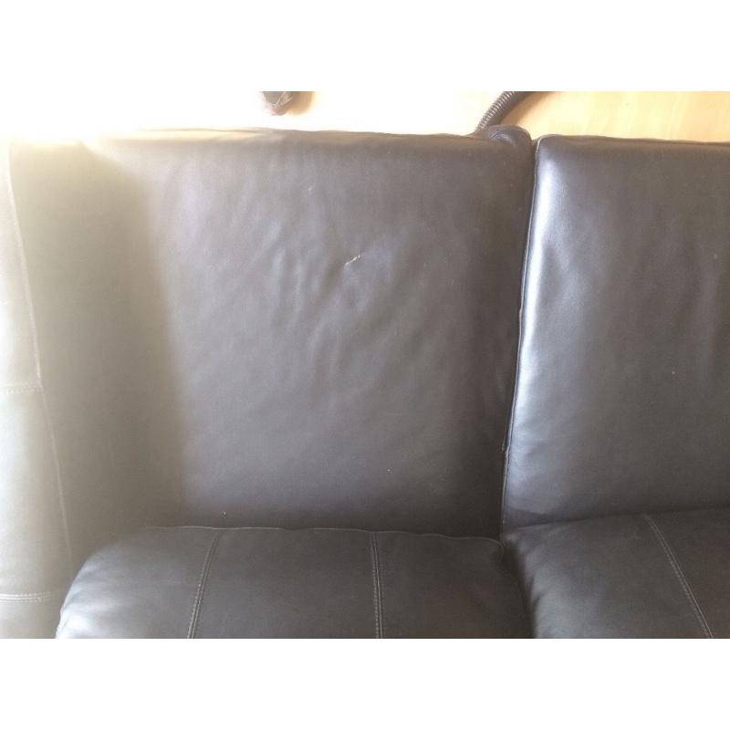 2 seater sofa black leather