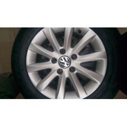 4 VW alloys 195/65 R15 goodyear eagles and part worn tyres 200 ono