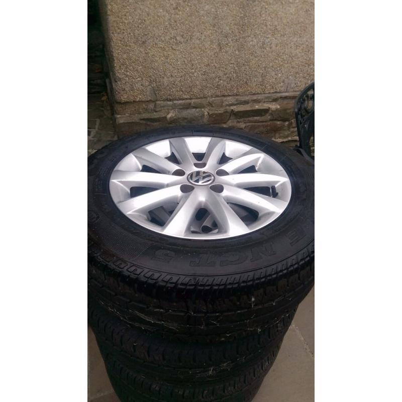 4 VW alloys 195/65 R15 goodyear eagles and part worn tyres 200 ono