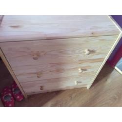 Pine 3 Drawer Solid Wood Chest