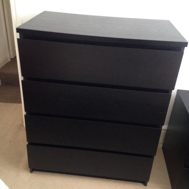 IKEA Malm 4 drawer chest black-brown